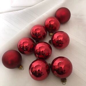 Vtg Red Glass Holiday Bauble Ornaments